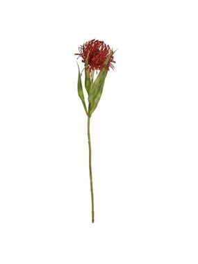 Artificial Red Pincushion Protea Stem | Faux Leucospermum Flower | Tropical Flor